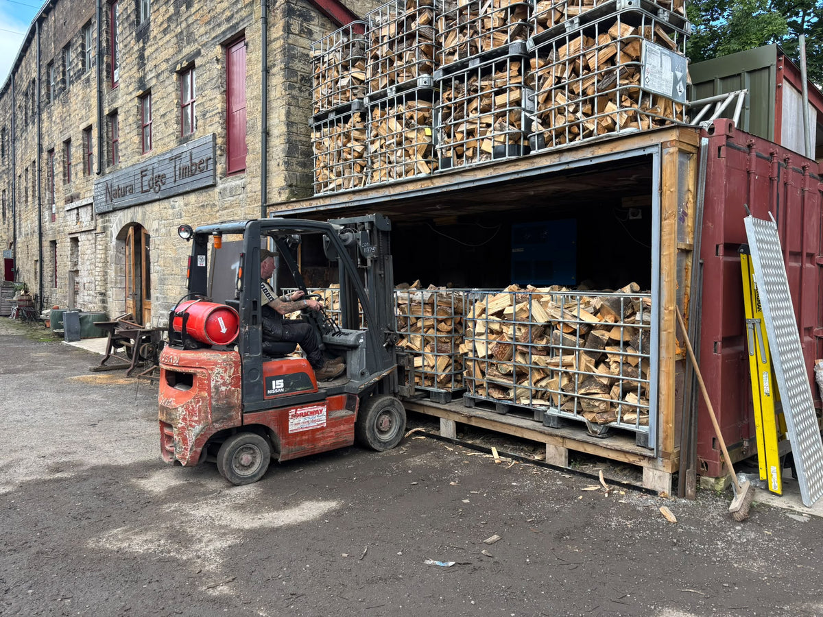 Moving crates of logs