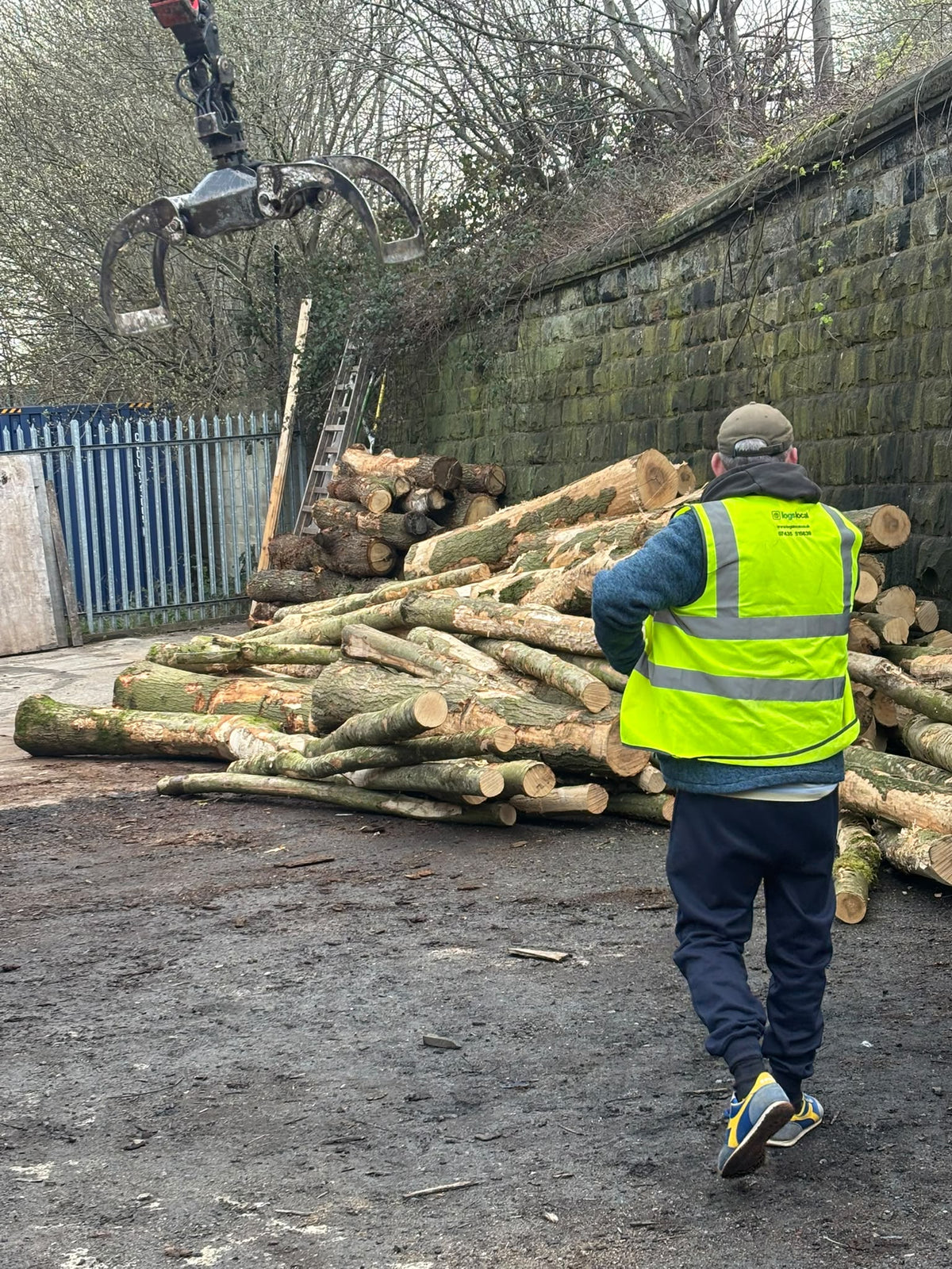 Sorting logs in the yard